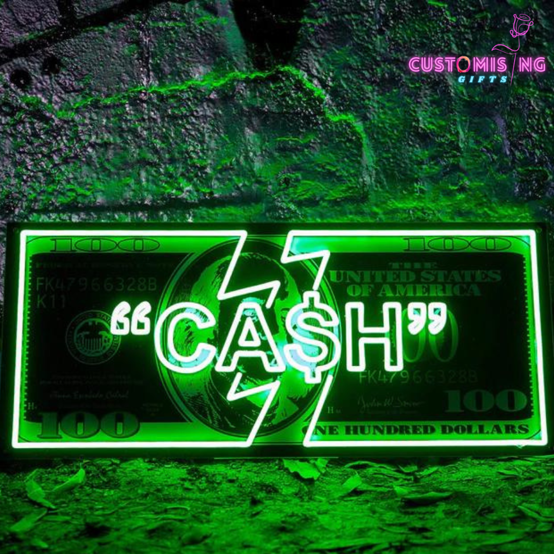 "BIG BENJAMIN CASH" NEON X ACRYLIC ARTWORK 18 by 36 Inches