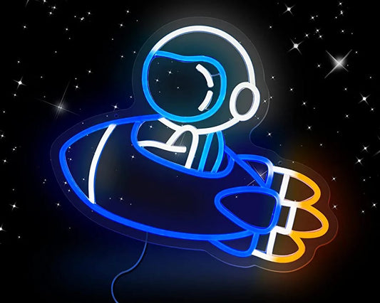 ASTRONAUT ON ROCKET- Neon Sign