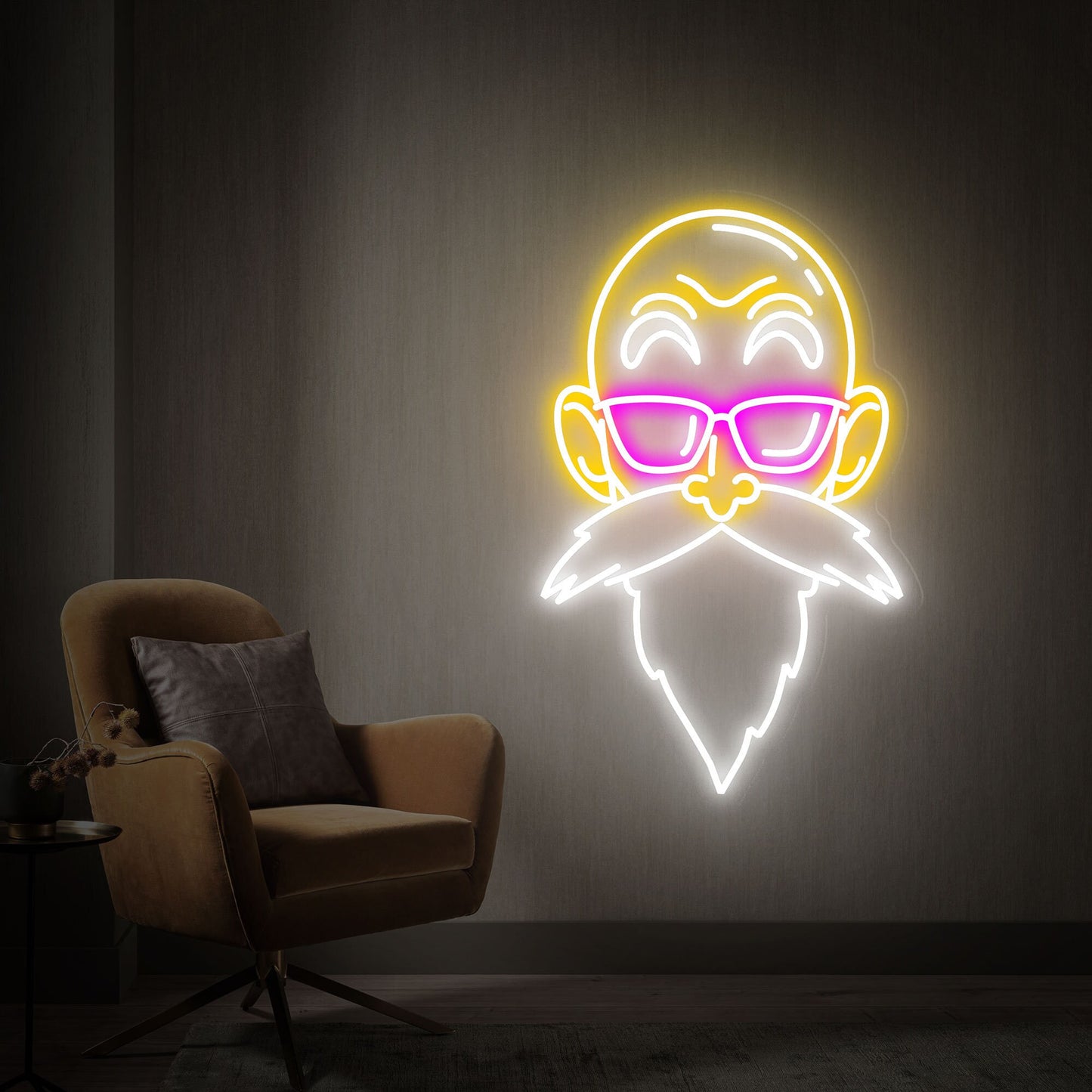 BEARDED MAN- Neon Sign 18 by 30 Inches