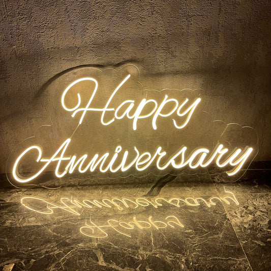 HAPPY ANNIVERSARY ( DOUBLE LINE)- Neon Sign